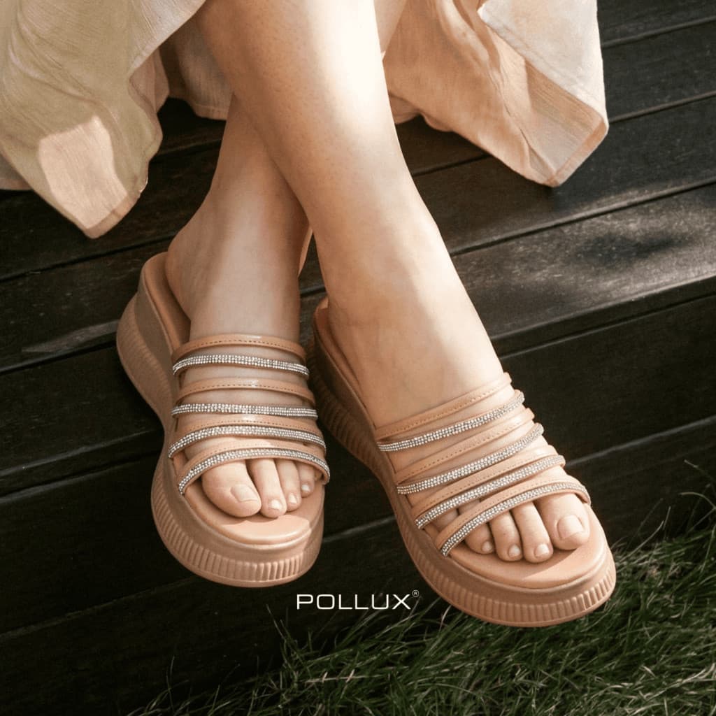 Gambar ke-1 produk Pollux Bold WPOKY 46 - Sandal Wedges Wanita Stylish dengan Glitter Premium | Sandal Selop Casual Empuk Fashion Korean Style