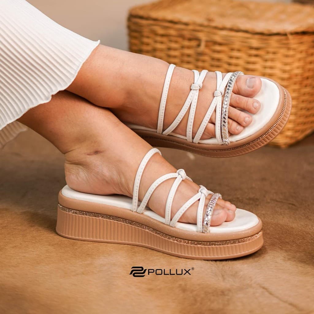 Gambar ke-5 produk Pollux E-Wear WPOMP 02 - Sandal Wedges Wanita Bahan Kulit Asli  | Sendal Wanita Kekinian Tinggi 5cm