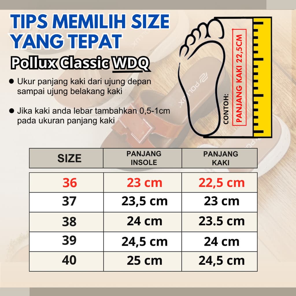 Thumbnail gambar ke-4 produk Pollux Monday WDQ 8026 - Sepatu Kerja Wanita Stylish Kekinian Bahan Kulit Asli Size 36-41 Tinggi Hak 1cm