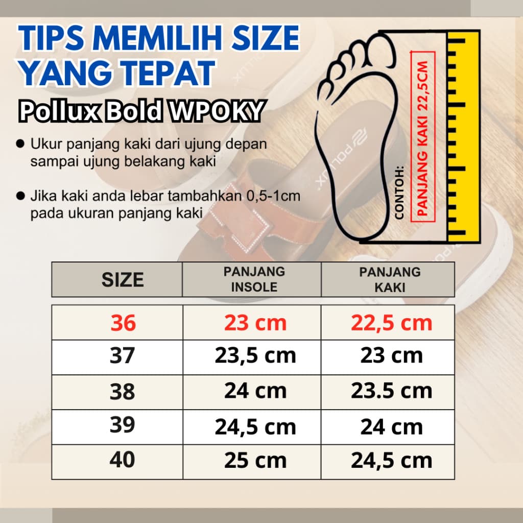 Thumbnail gambar ke-4 produk Pollux Bold WPOKY 35 - Sandal Wedges Wanita Slip On Bahan Kulit Asli Anti Slip