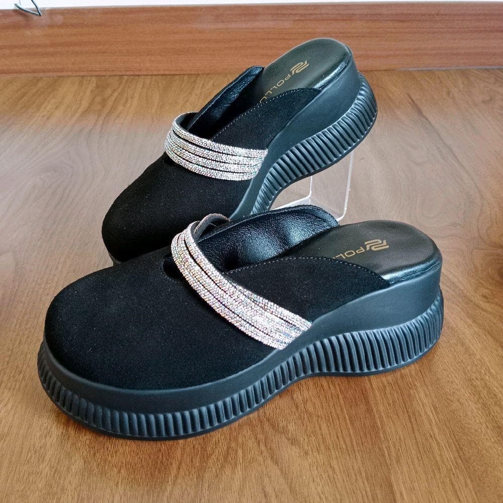 Thumbnail gambar ke-3 produk Pollux Bold WPOKY 40  - Sandal Wedges Wanita Model Selop bahan Kulit Asli