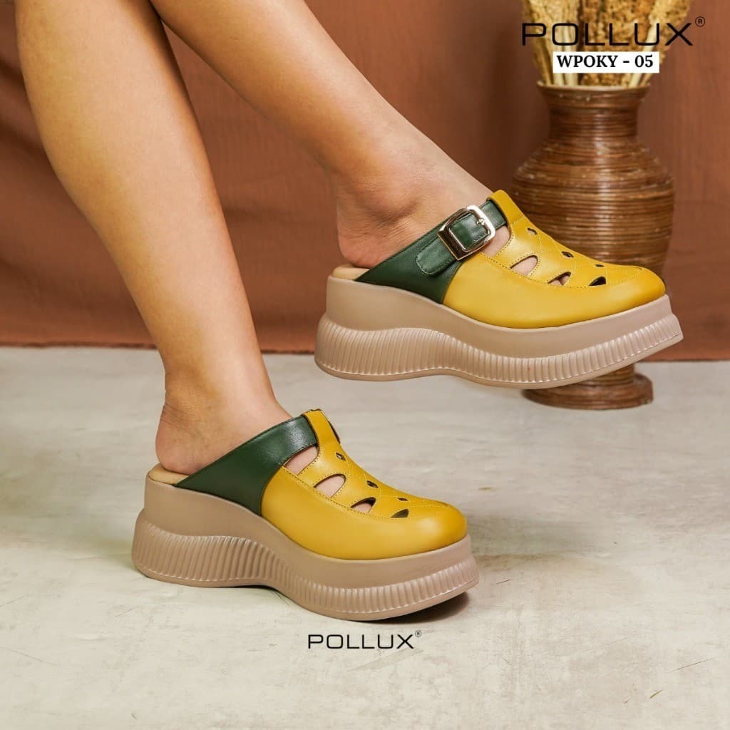 Gambar ke-10 produk Pollux Bold WPOKY 05 - Sandal Wedges Wanita Bahan Kulit Asli Tinggi 6cm