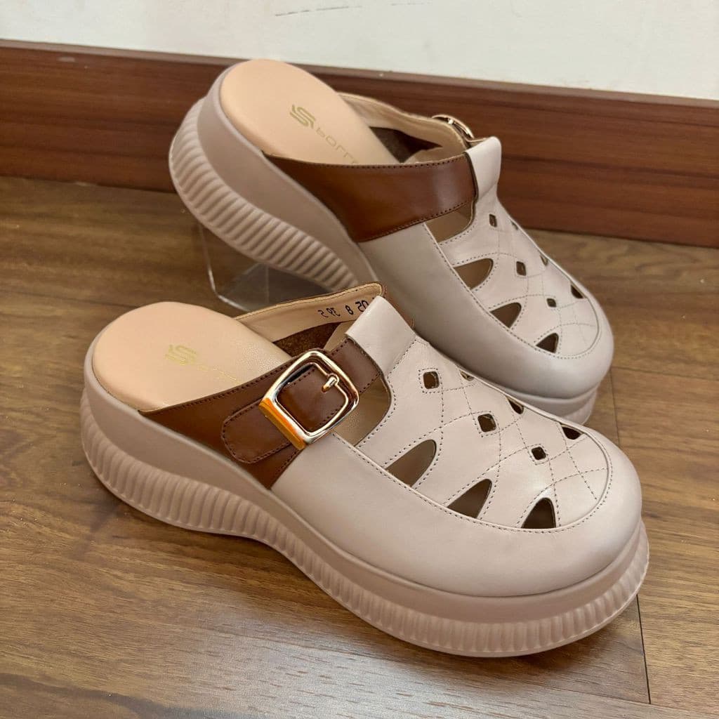 Thumbnail gambar ke-4 produk Pollux Bold WPOKY 05 - Sandal Wedges Wanita Bahan Kulit Asli Tinggi 6cm