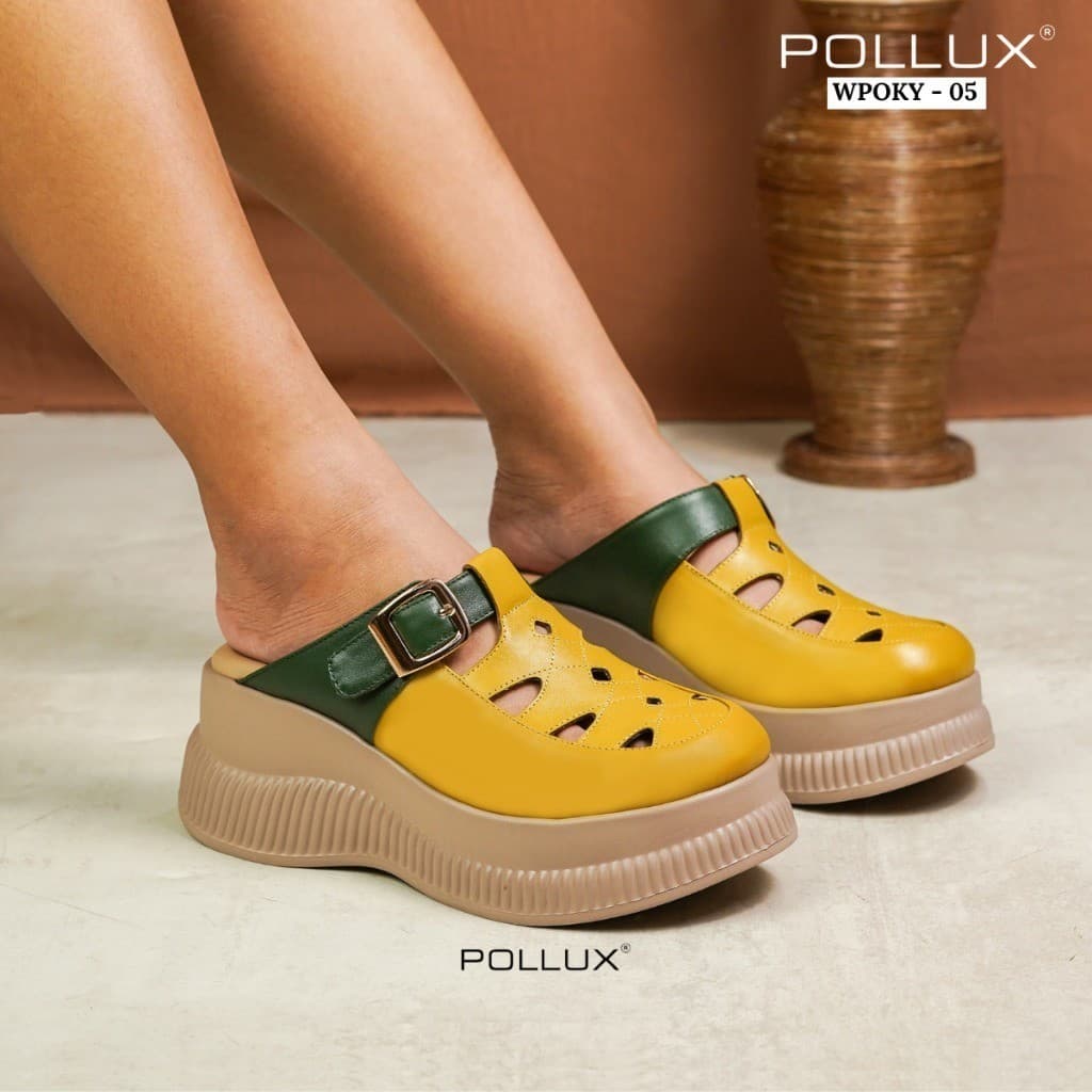 Thumbnail gambar ke-8 produk Pollux Bold WPOKY 05 - Sandal Wedges Wanita Bahan Kulit Asli Tinggi 6cm