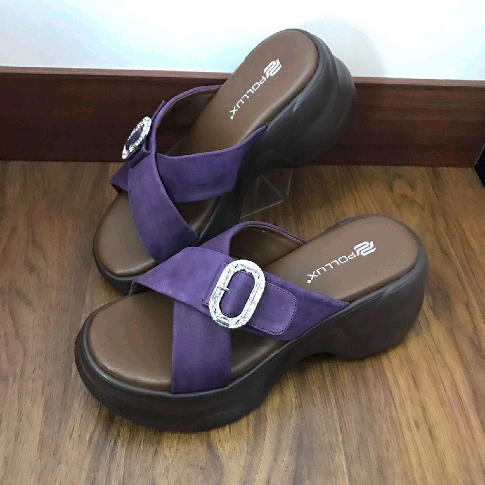 Gambar ke-1 produk Pollux Bold WPODX 23 - Sandal Wedges Wanita Kekinian Bahan Kulit Asli