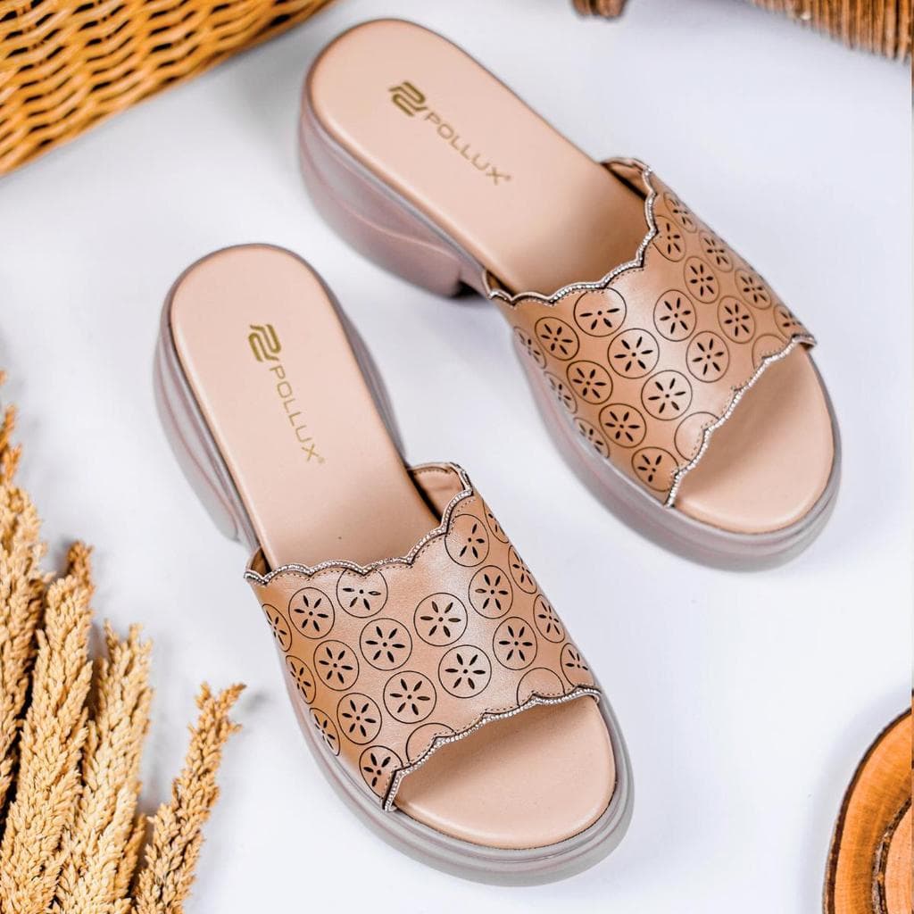 Gambar ke-7 produk Pollux Bold WPOCU 37 - Sandal Wedges Wanita Bahan Kulit Asli Tinggi 5cm
