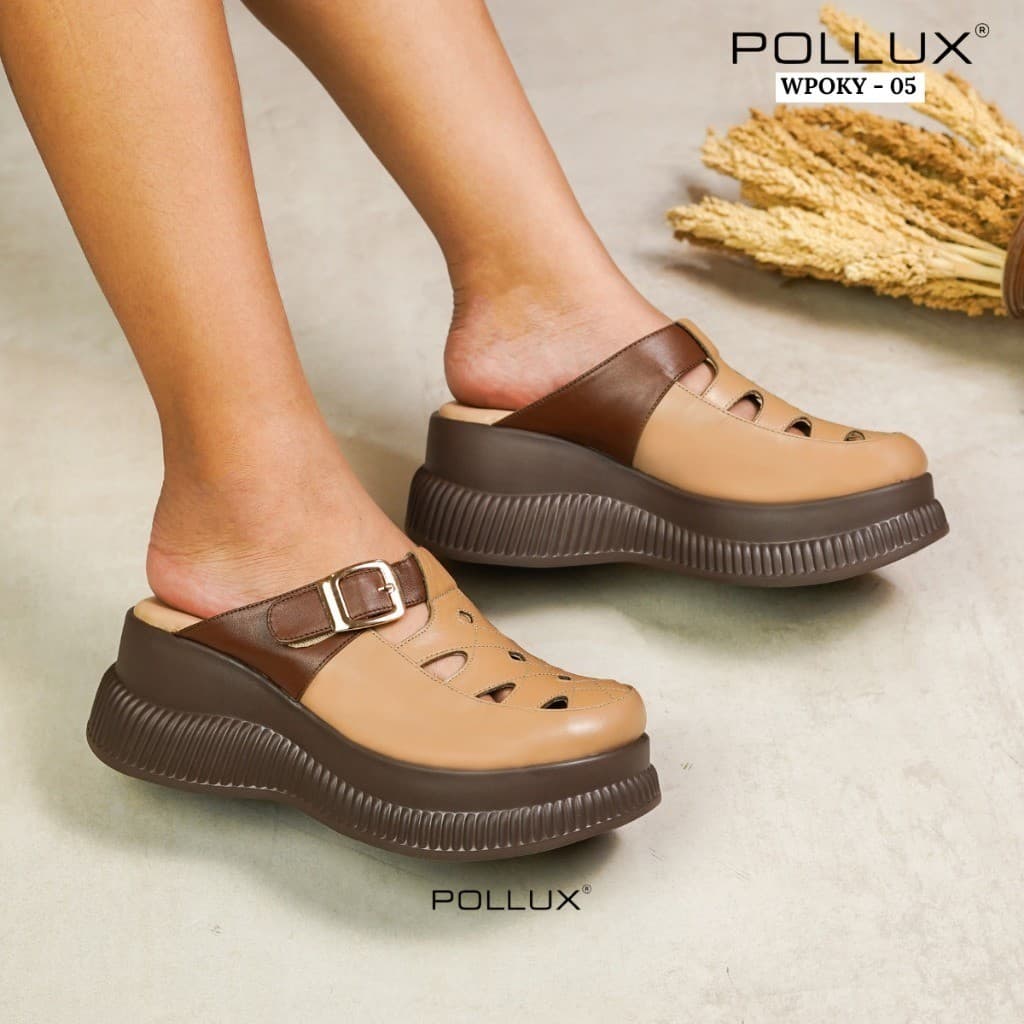 Gambar ke-10 produk Pollux Bold WPOKY 05 - Sandal Wedges Wanita Bahan Kulit Asli Tinggi 6cm