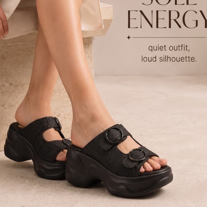 Thumbnail gambar ke-7 produk Pollux Bold WPODX 18 - Sandal Wedges Wanita Korean Style Tinggi 8cm