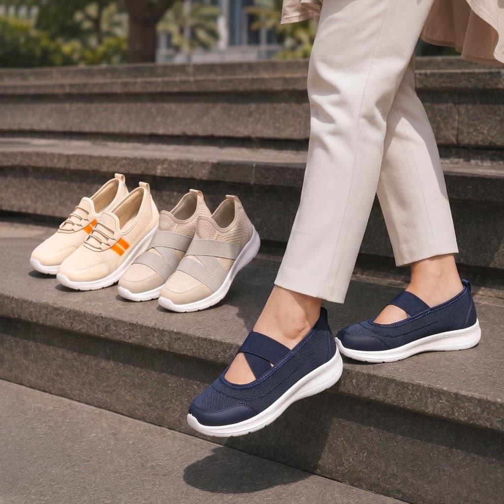 Thumbnail gambar ke-4 produk Xolus FUFA 1 - Sepatu Sneakers Wanita Slip On Nyaman Stylish Anti Slip