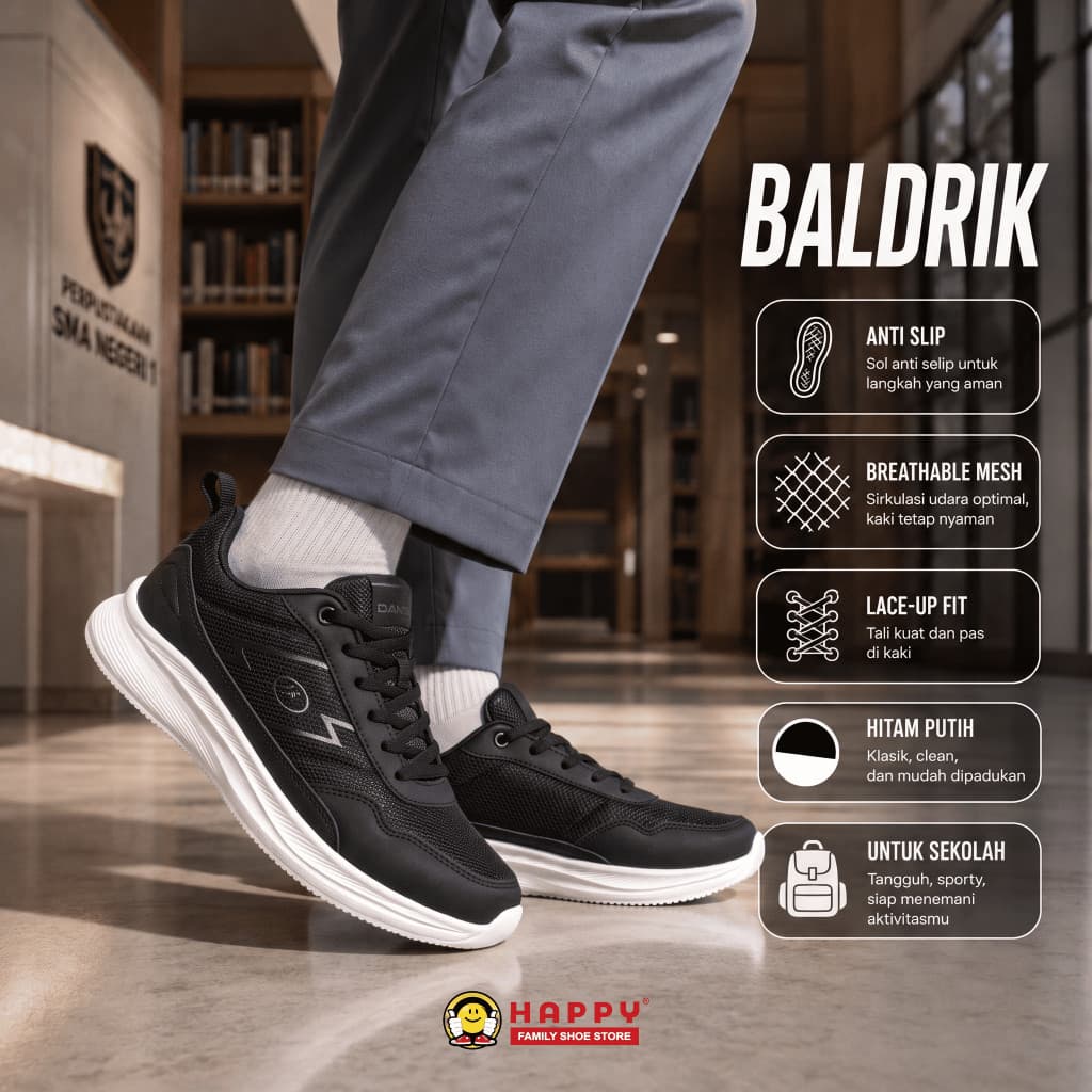 Gambar produk Dans Baldrik - Sepatu sekolah Anak SMP SMA Kekinian Size 38-43 Nyaman Anti Slip
