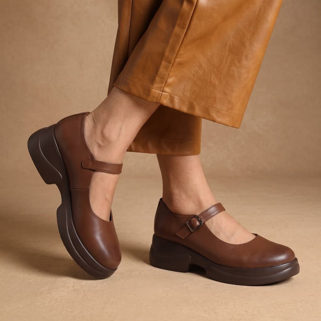 Thumbnail gambar ke-9 produk Pollux Monday WPOCN 01 - Sepatu Mary Jane Wanita Chunky Casual Tinggi Hak 5cm