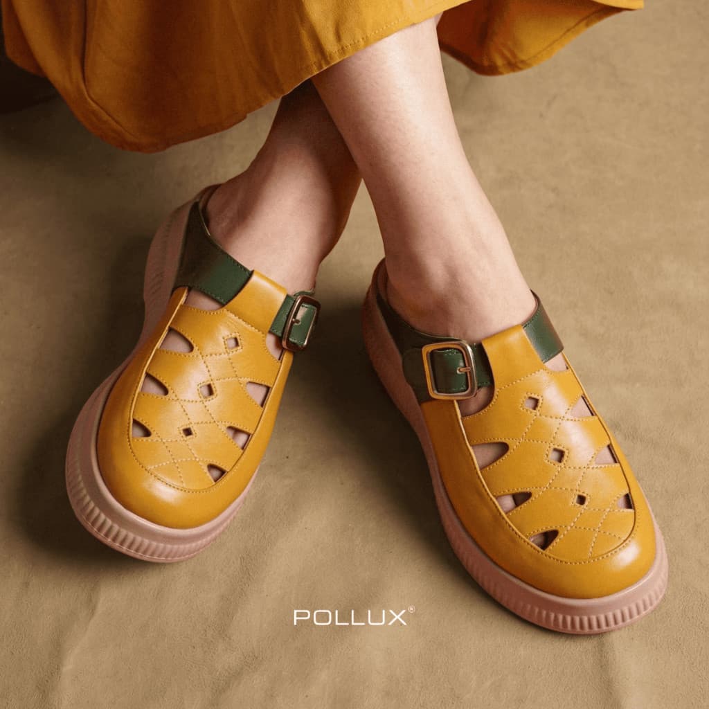 Gambar produk Pollux Bold WPOKY 05 - Sandal Wedges Wanita Bahan Kulit Asli Tinggi 6cm