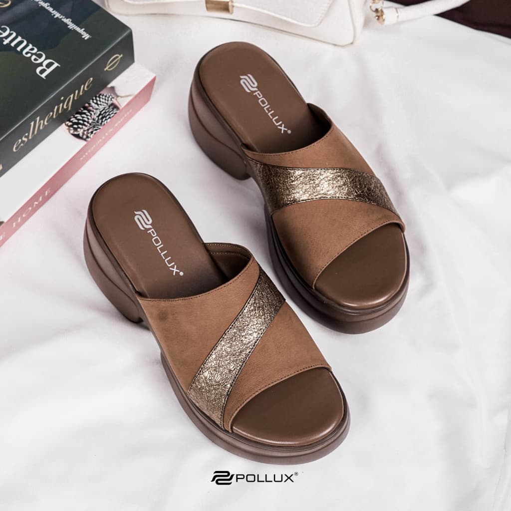 Gambar ke-5 produk Pollux Bold WPOCU 46 - Sandal Wedges Wanita Bahan Kulit Tinggi 5cm