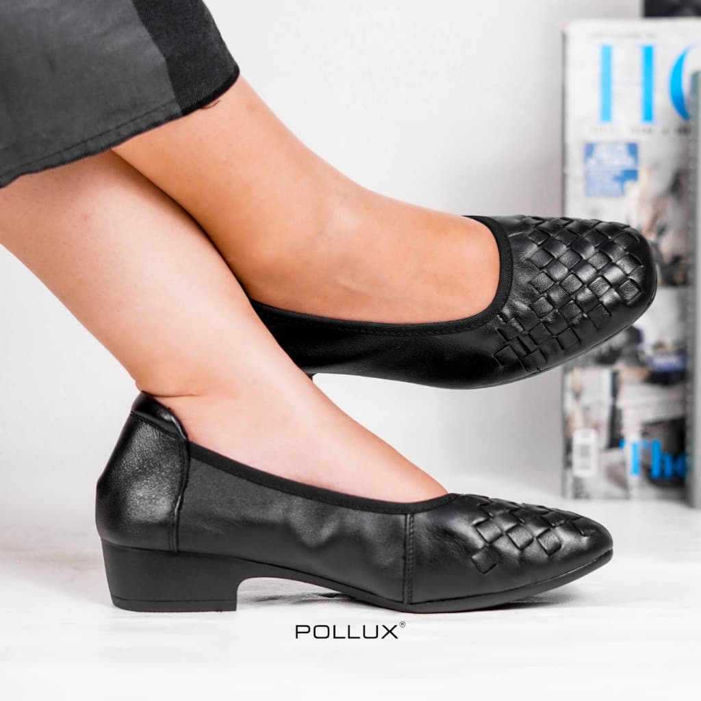 Gambar ke-1 produk Pollux Monday WDQ A991 - Sepatu Kerja Wanita Bahan Kulit Asli Tinggi 2cm