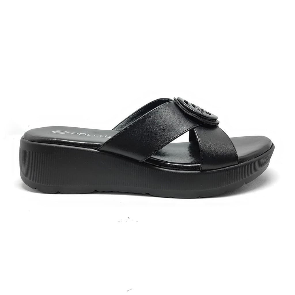 Thumbnail gambar ke-9 produk Pollux E-Wear WPODQ 26 - Sandal Wedges  Wanita Slip On Bahan Kulit Asli Tinggi 5cm