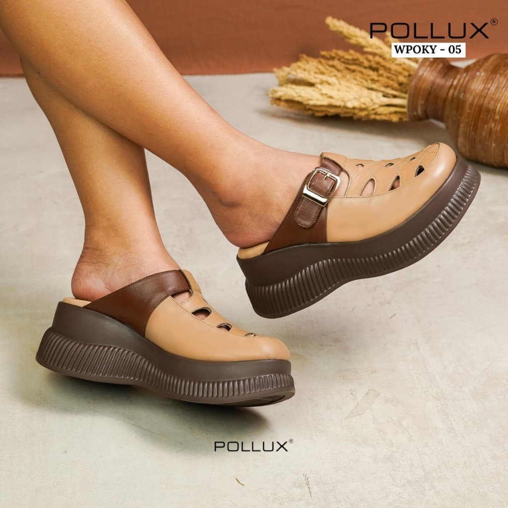 Gambar ke-10 produk Pollux Bold WPOKY 05 - Sandal Wedges Wanita Bahan Kulit Asli Tinggi 6cm