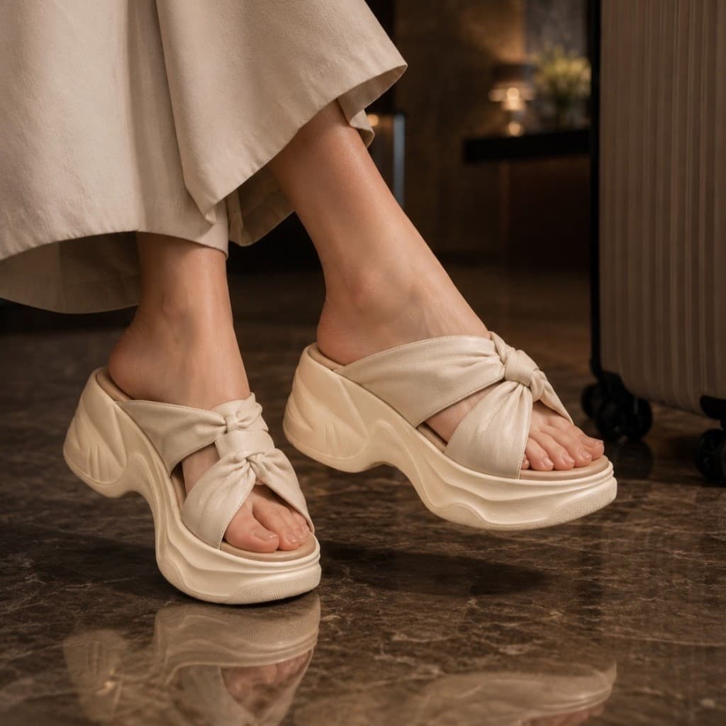 Thumbnail gambar ke-5 produk Pollux Bold WPODX 20 - Sandal Wanita Slip On Tinggi 8cm