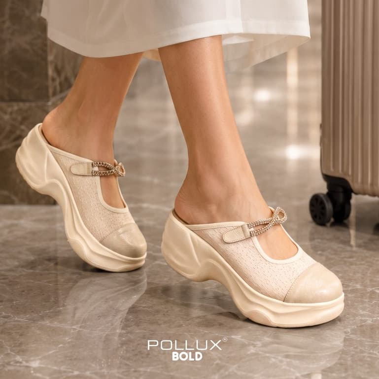 Gambar ke-7 produk Pollux Bold WPODX 17 - Sandal Wedges Wanita Bahan Kulit Asli Tinggi 8cm