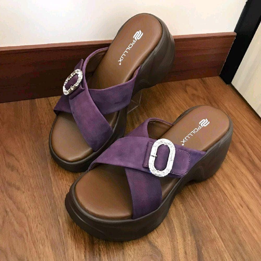 Gambar ke-1 produk Pollux Bold WPODX 23 - Sandal Wedges Wanita Kekinian Bahan Kulit Asli