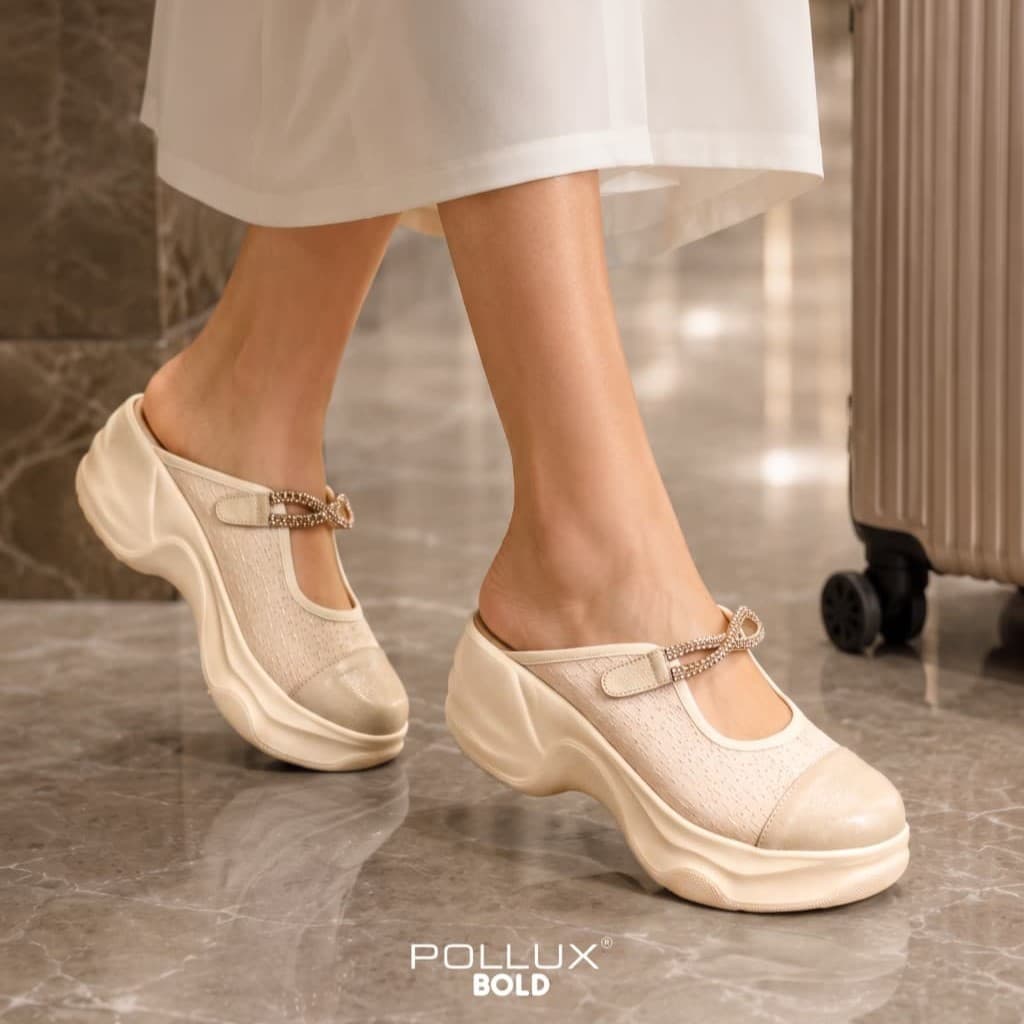 Thumbnail gambar ke-4 produk Pollux Bold WPODX 17 - Sandal Wedges Wanita Bahan Kulit Asli Tinggi 8cm