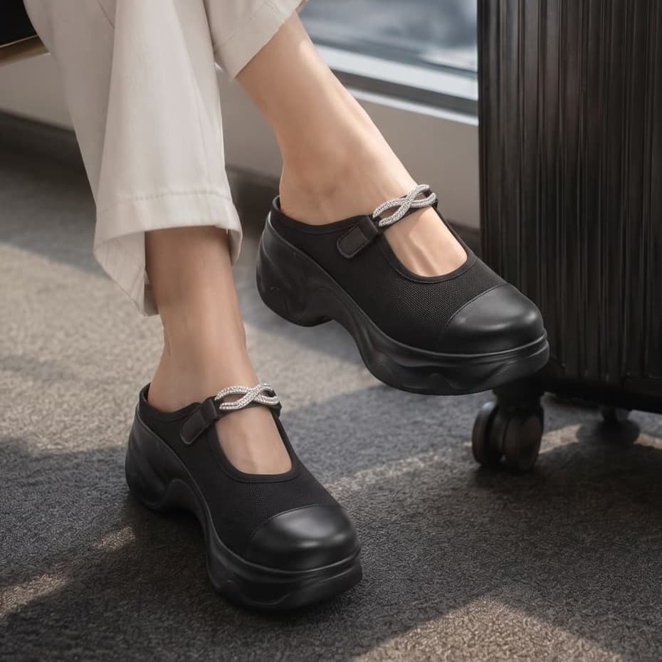Thumbnail gambar ke-2 produk Pollux Bold WPODX 17 - Sandal Wedges Wanita Bahan Kulit Asli Tinggi 8cm