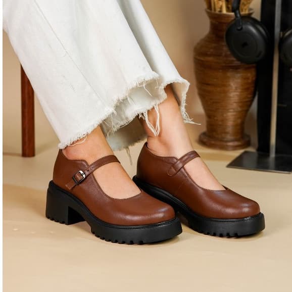 Gambar ke-9 produk Pollux Monday WPOCN 01 - Sepatu Mary Jane Wanita Chunky Casual Tinggi Hak 5cm