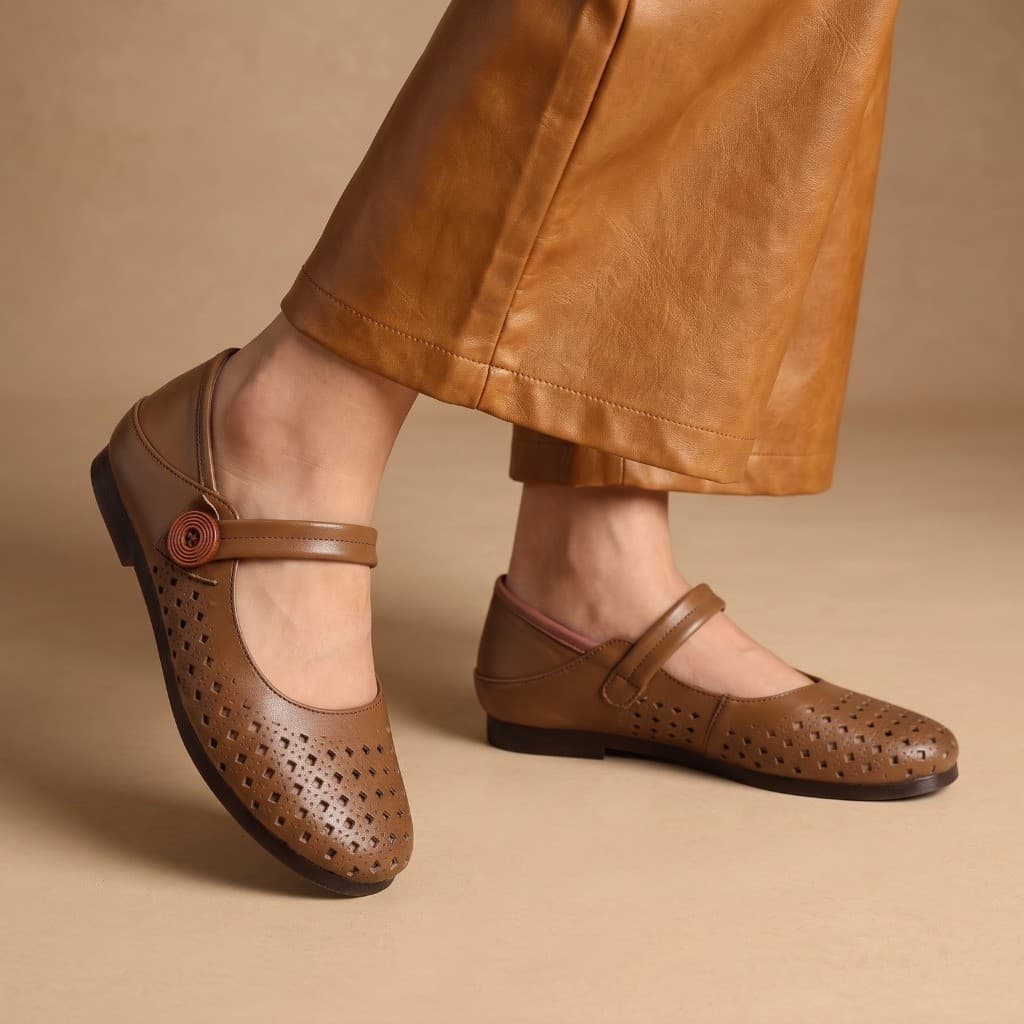 Gambar ke-1 produk Pollux Monday WBB 73228 - Sepatu Wanita Mary Jane Kulit Asli Hak 3cm Elegan Nyaman