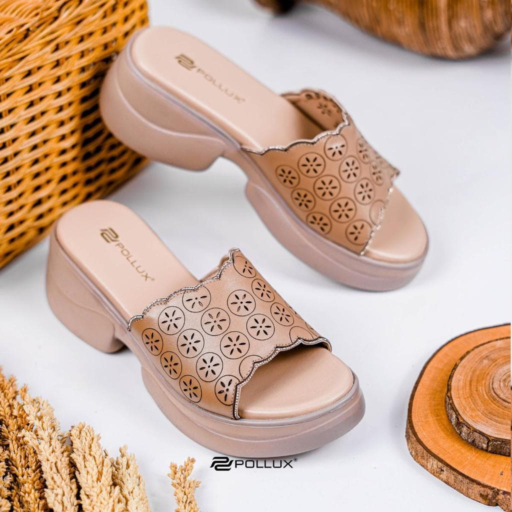 Thumbnail gambar ke-5 produk Pollux Bold WPOCU 37 - Sandal Wedges Wanita Bahan Kulit Asli Tinggi 5cm