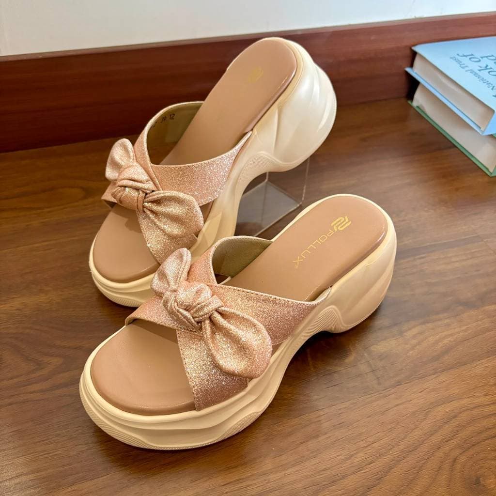 Gambar ke-1 produk Pollux Bold WPODX 24 -  Sandal Wedges Wanita Kekinian Bahan Kulit | Sandal Wedges Kekinian