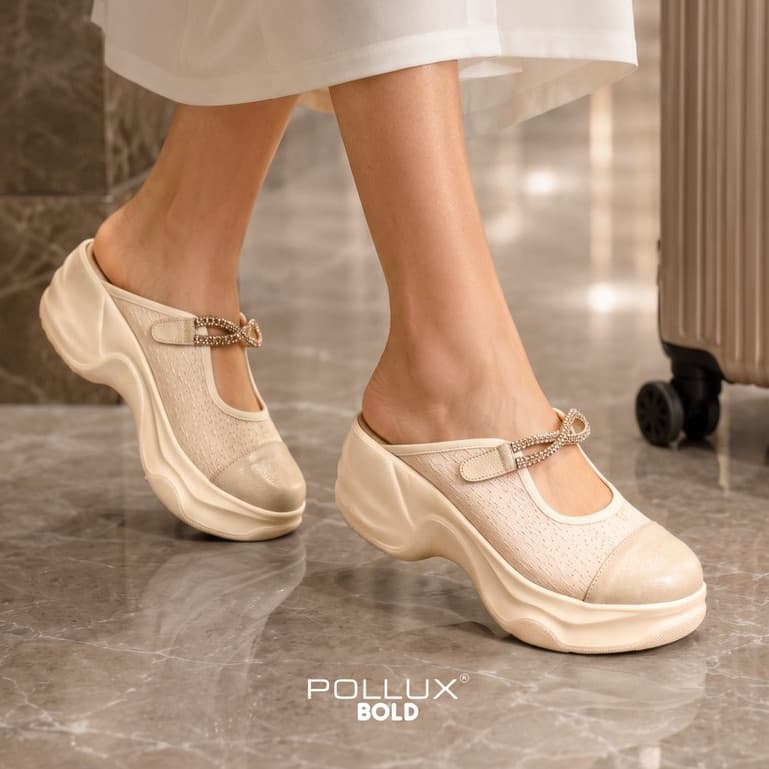 Gambar ke-7 produk Pollux Bold WPODX 17 - Sandal Wedges Wanita Bahan Kulit Asli Tinggi 8cm