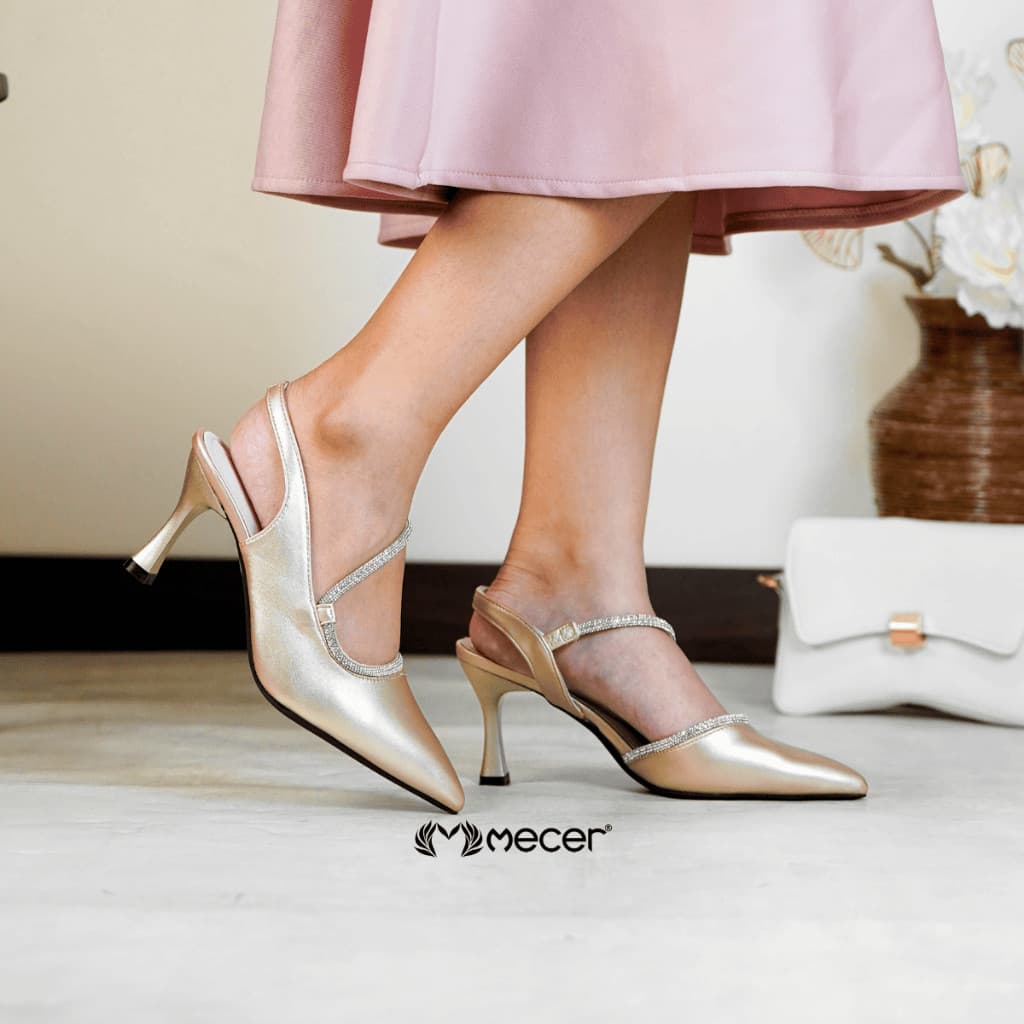 Thumbnail gambar ke-2 produk Mecer Glow  WYH 37194 Hitam, Emas dan Silver Size 36-40, Sepatu Hak Wanita 8 cm Glow Sparkel