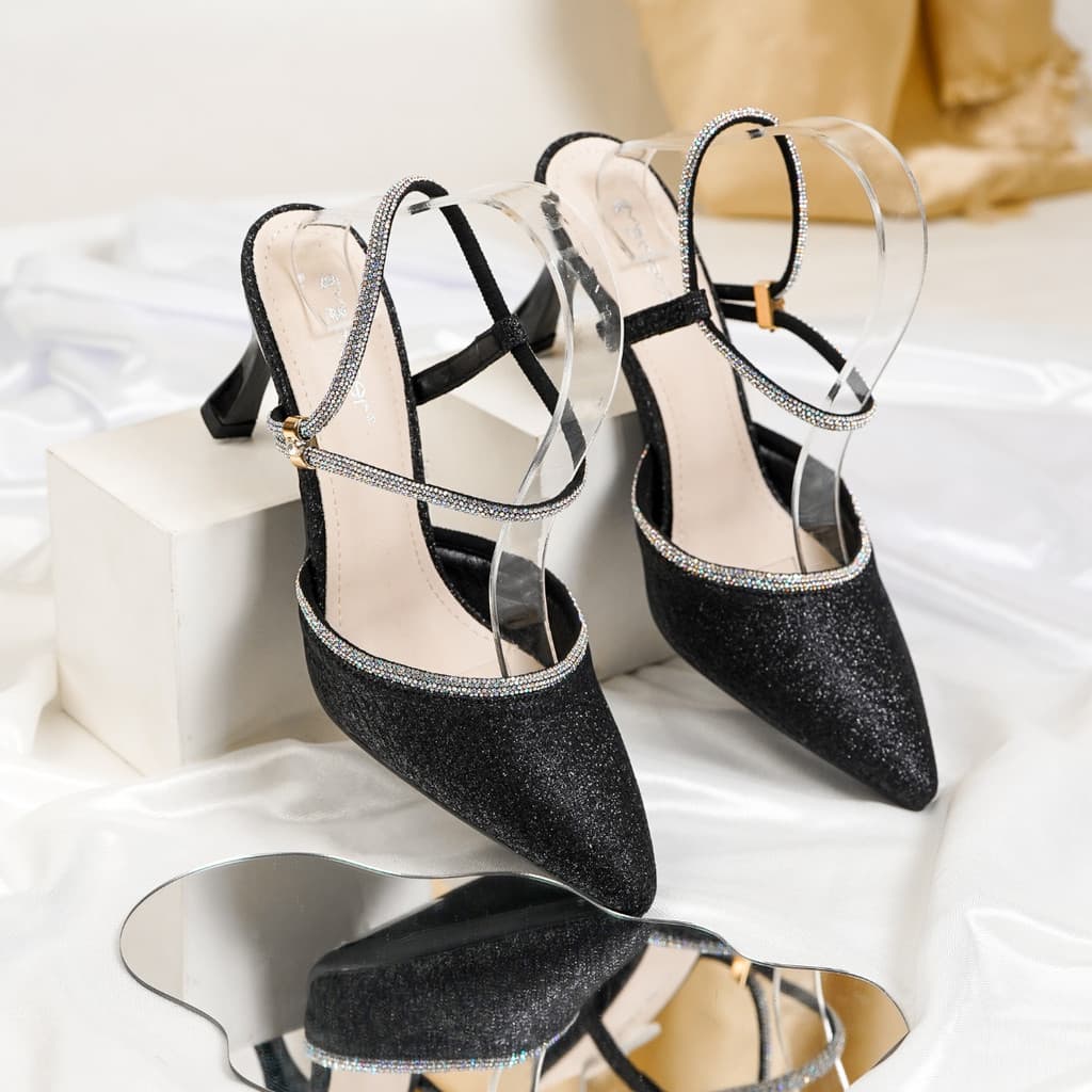 Thumbnail gambar ke-6 produk Mecer Glow WYH37197 Hitam, Emas dan Silver Size 36-40, High Heels Wanita Heels Party, Wisuda dan Fashion
