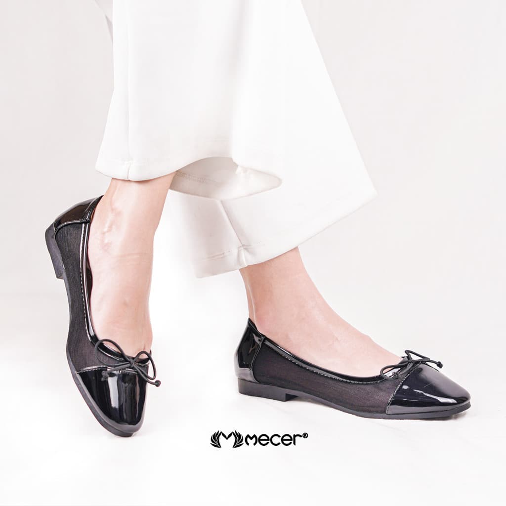Thumbnail gambar ke-2 produk Mecer Core WYH 65264 Pink dan Hitam Size 36-41, Flat Shoes Wanita Cute Simpel, Formal, Hangout dan Liburan