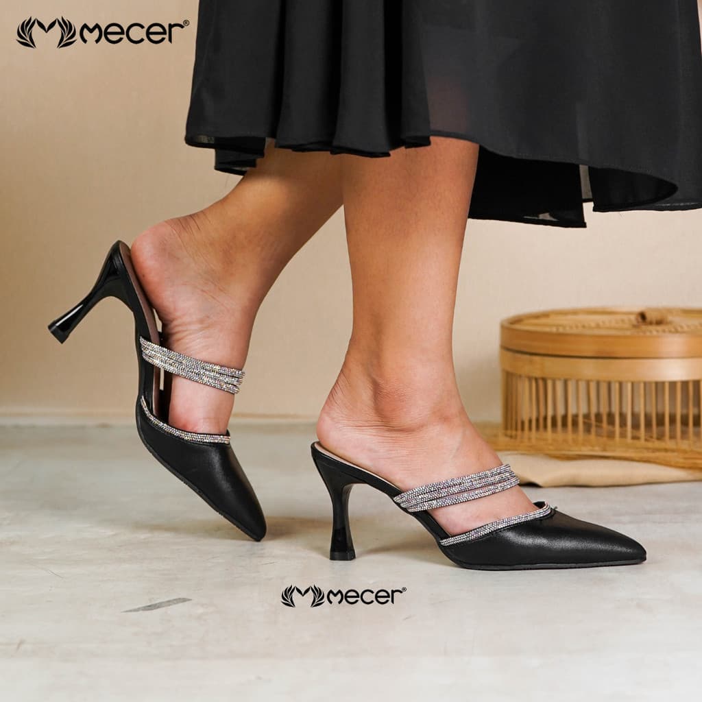 Thumbnail gambar ke-3 produk Mecer Glow WYH37163 Hitam dan Beige Size 36-40, Sepatu Heels Wanita Stiletto Untuk Pesta