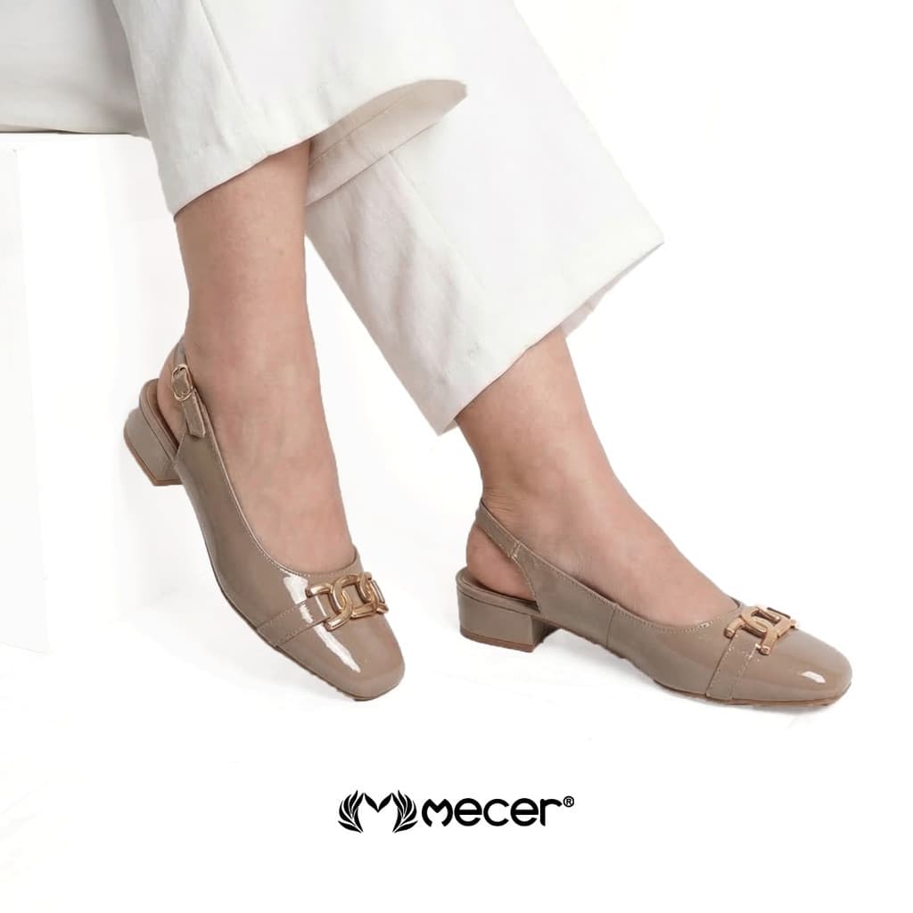 Gambar ke-8 produk Mecer Monday WYH1808-15A - Slingback Block Heels Waita Casual dan Formal Look | Khaki dan Hitam Size 36-41