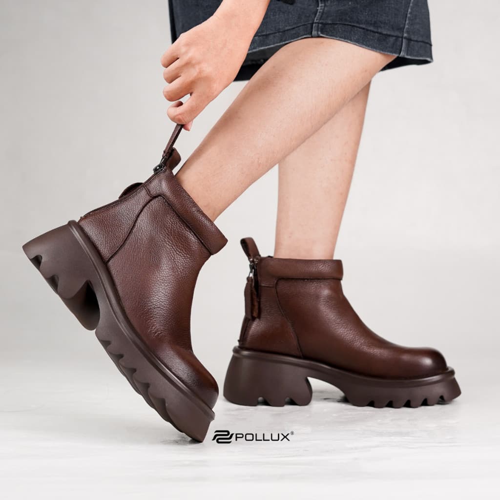 Gambar ke-9 produk Pollux Boots WBB 2818 Sepatu Boots Wanita Kekinian Bahan Kulit Asli Premium