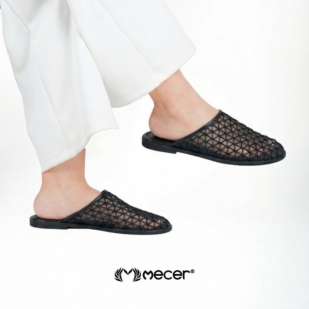 Thumbnail gambar ke-4 produk Mecer Daily WABM999-5 Khaki dan Hitam Size 36-41, Sandal Slip On Wanita Simpel Tertutup