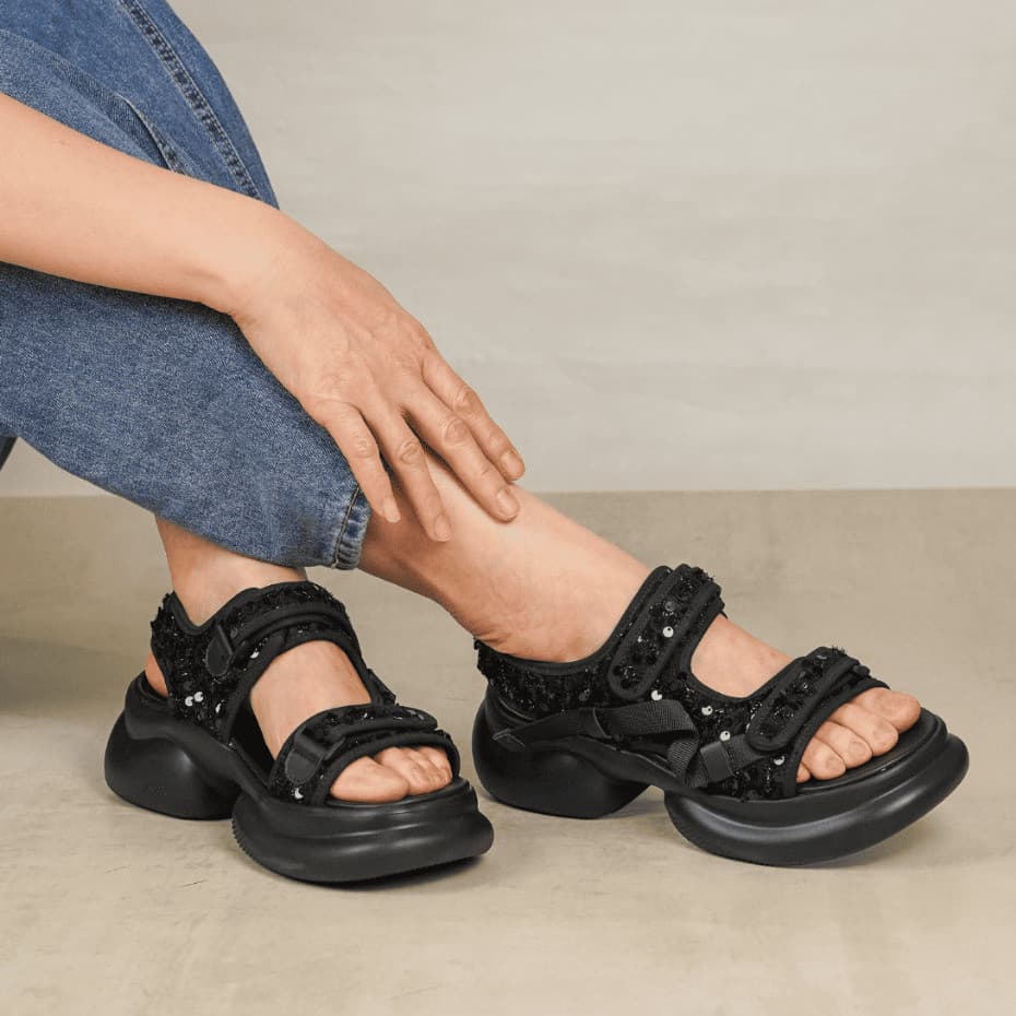 Thumbnail gambar ke-2 produk Pollux Bold WPOCY Buy One Get One  - Sandal Platform Chunky Glitter Wanita Sol Tebal Sandal Pesta Me