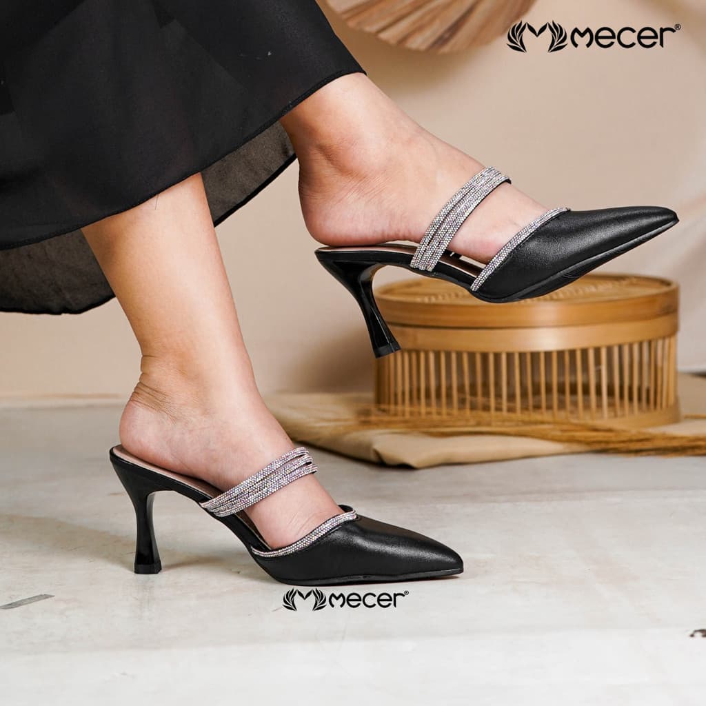 Thumbnail gambar ke-2 produk Mecer Glow WYH37163 Hitam dan Beige Size 36-40, Sepatu Heels Wanita Stiletto Untuk Pesta