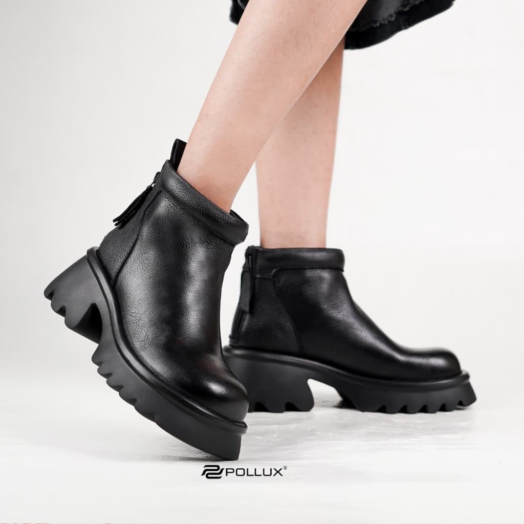 Thumbnail gambar ke-6 produk Pollux Boots WBB 2818 Sepatu Boots Wanita Kekinian Bahan Kulit Asli Premium