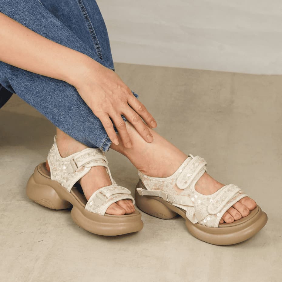 Gambar ke-10 produk Pollux Bold WPOCY Buy One Get One  - Sandal Platform Chunky Glitter Wanita Sol Tebal Sandal Pesta Me