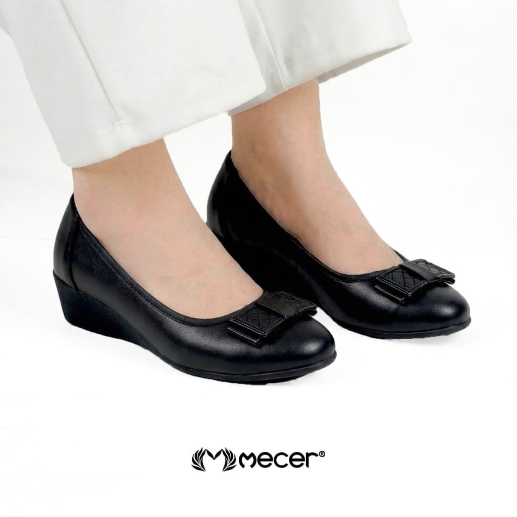 Gambar ke-8 produk MECER Monday WYHG 173A Apricot dan Hitam Size 36-41, Wedges Wanita, Sepatu Formal Kantor dan Kuliah